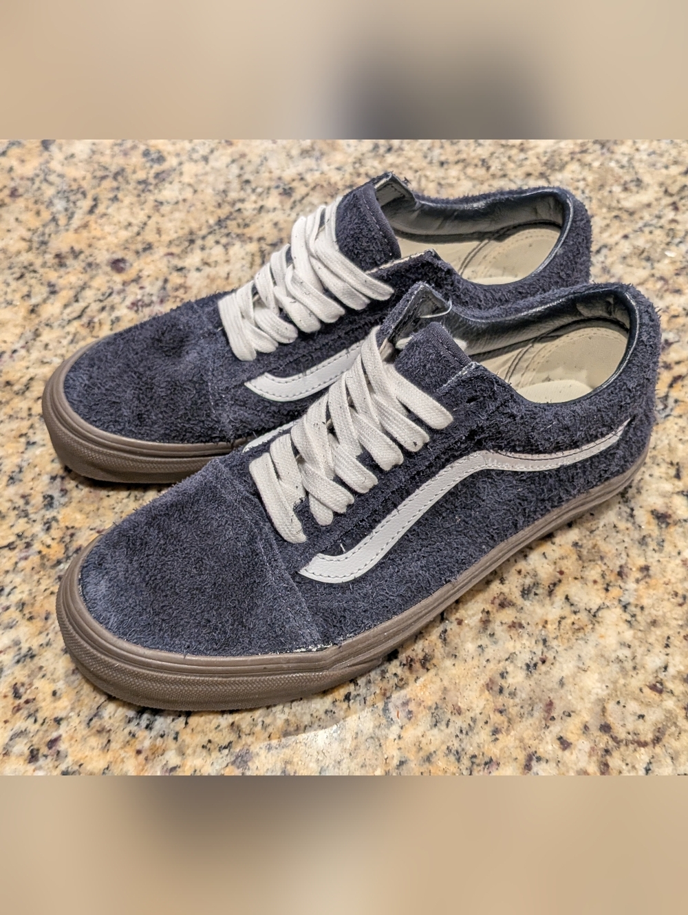 NEW Womens Vans Old Skool Hairy Suede Dark Navy Blue Sneaker Shoes Size 8
